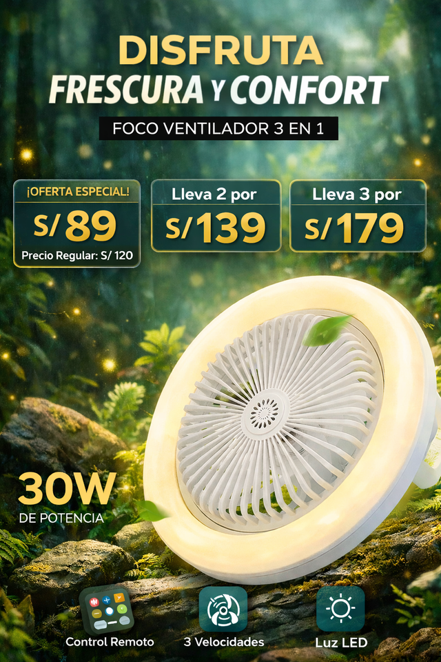 💡FOCO VENTILADOR LED CON AROMATIZADOR 3 EN 1✨