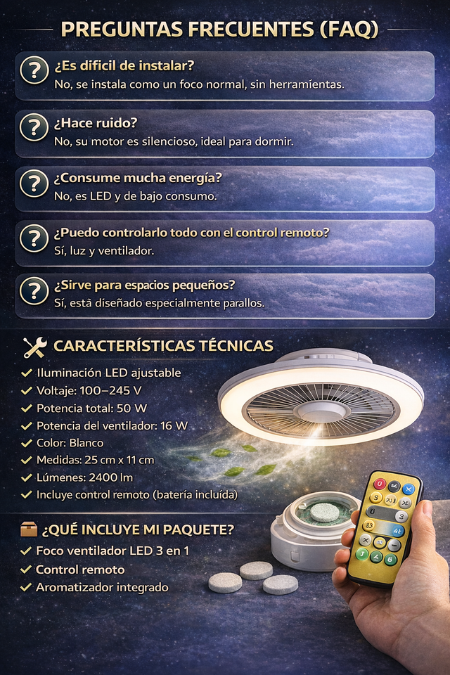 💡FOCO VENTILADOR LED CON AROMATIZADOR 3 EN 1✨