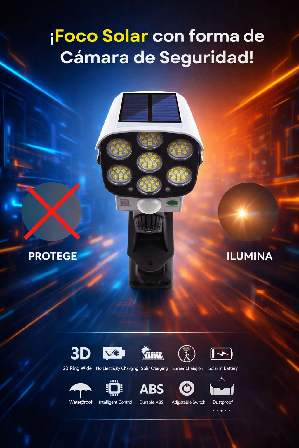 FOCO SOLAR CON SENSOR DE MOVIMIENTO