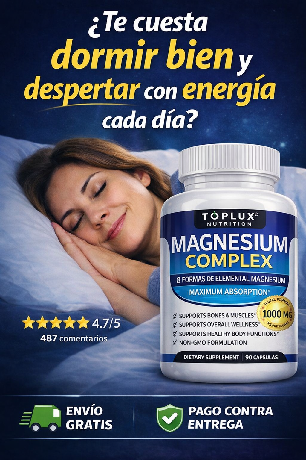 💊 MAGNESIO COMPLEX® 8 en 1 :  Mejora el sueño, reduce el estrés y fortalece músculos y huesos
