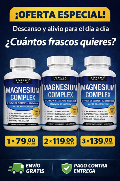 💊 MAGNESIO COMPLEX® 8 en 1 :  Mejora el sueño, reduce el estrés y fortalece músculos y huesos