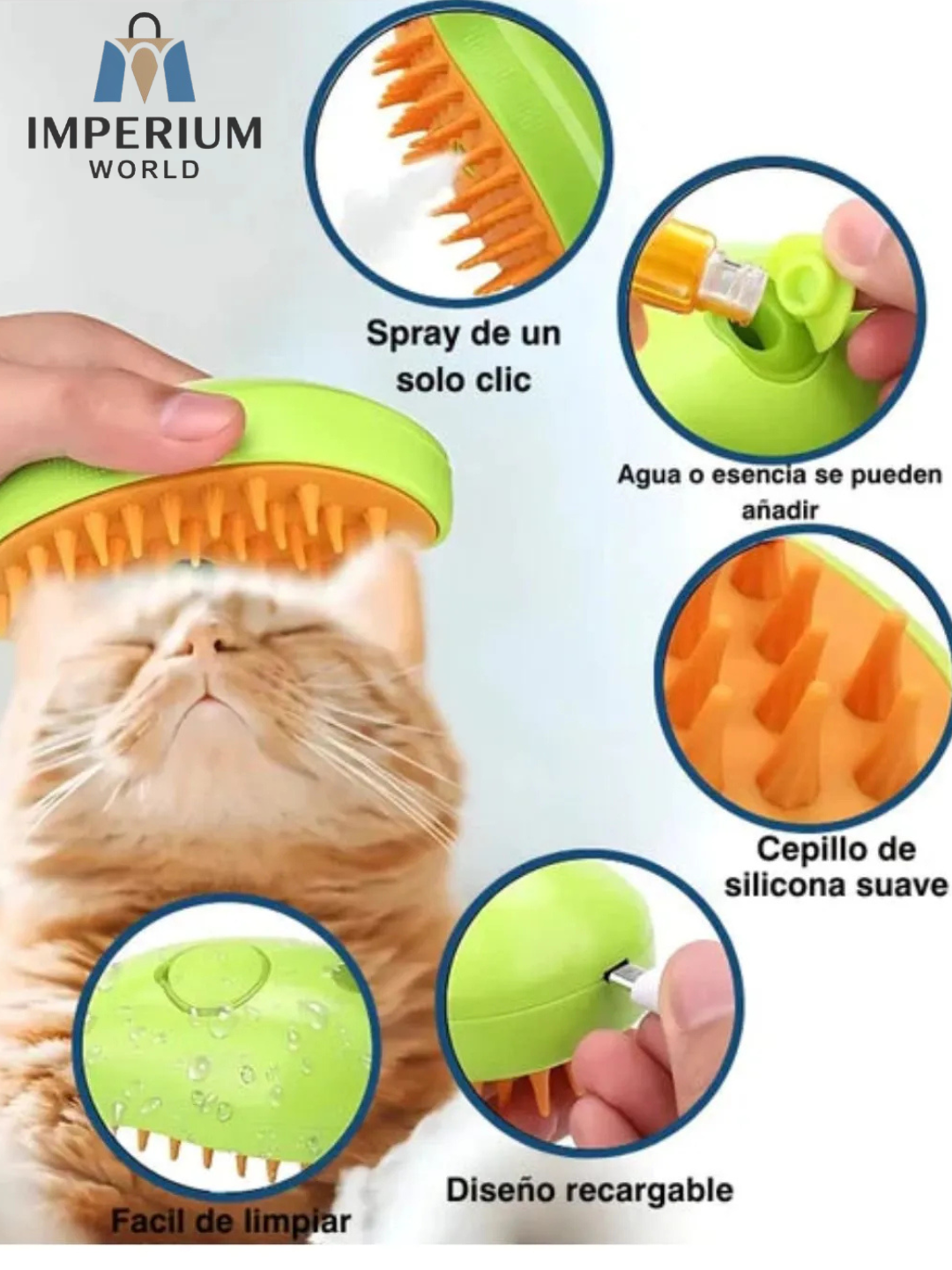 Cepillo a Vapor Premium 3 en 1 para Mascotas