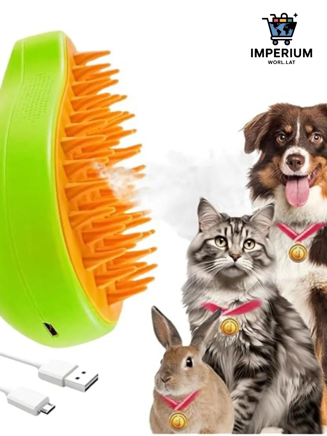 Cepillo a Vapor Premium 3 en 1 para Mascotas